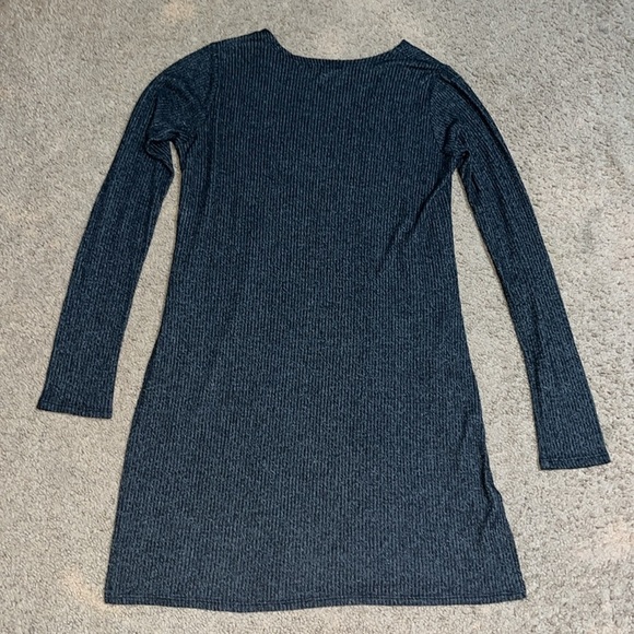 Joah Brown Luna Side Slit Ribbed Cardigan Marble Hacci Heathered Black S/M - Picture 4 of 7